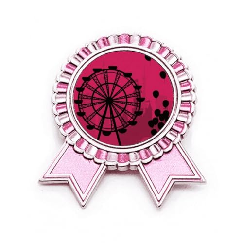 Pin's grande roue rose en métal idéal sur un blouson en jean pour la fête foraine