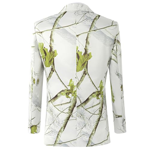 Men 2 Pieces Slim Fit Suit Set, Light Grey Printed Blazer Pants Set with Tie, Formal Notch Lapels Coat Tuxedo Set3