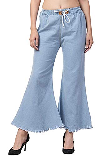 Image of Magic Women's & Girls Regular Fit Jeans Casual Denim Palazzo Style Side Desgin (Light
