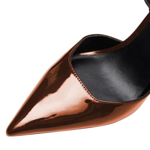 Maiyang Women Ankle Strap Buckle Pumps Unique Chain Chunky High Heel Pointed Toe Sandals Party Club Wedding Dress Shoes Size 4-16 US4