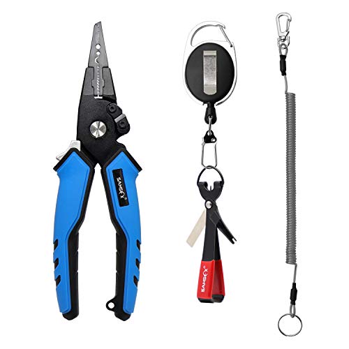 SAMSFX Aluminum Fishing Pliers Saltwater with Camo Sheath Non-Slip Rubber Grip Handles Tungsten