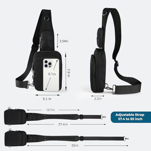 Image of Sling Bag, Crossbody Bag with Zipper Lock, RFID & Water Resistant for Women and Men Small Chest Bag for Travel Casual