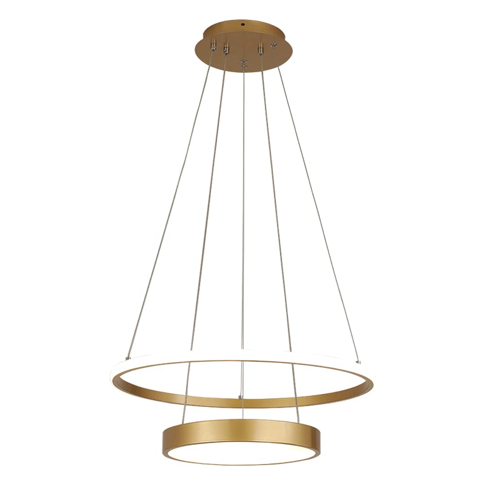 Lustre doré LED en anneau pour l'éclairage moderne de chambre