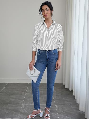 Image of Soft Wrinkle-Free Button Down Stretch Shirts for Women, Breathable Moisture-Wicking Casual Work Dress Tops