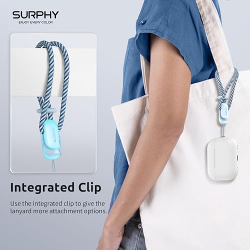 Image of SURPHY 2 Pack Phone Lanyard, Phone Wrist Strap for Case, Camera Wrist Strap | Ultra-Light 2-Color Braided Phone Strap, Cellphone Charm Strap, Anti-Lost Wrist Lanyard for Women and Men, Cloud Blue Gray