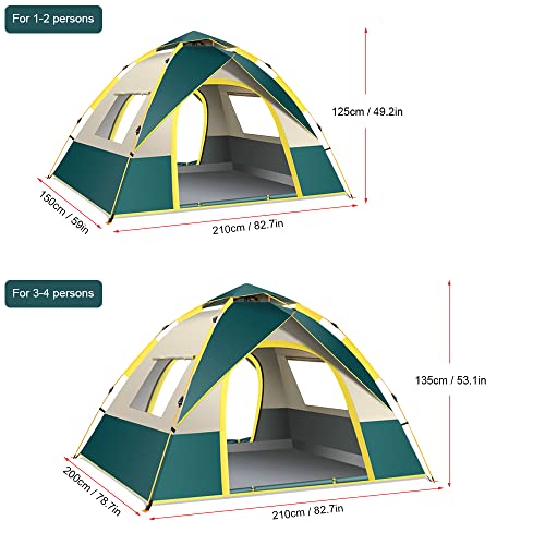 Carpa automática pop up para camping, 1-2 personas, verde oscuro miniatura 2