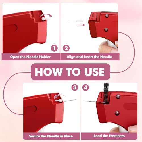 Image of Stitch Gun for Clothes, Tagging Gun, Quick Clothing Fixer, Red