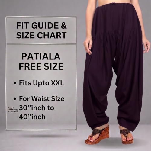 Image of FASHION GALLERY Women's Rayon Relaxed Fit Patiala Salwar with Full Length Drawstring Closure Type and Flexible Waist | Patiala Pant for Woman Free Size Fit Upto XXL