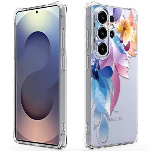Coque Samsung Galaxy S26 Ultra antichoc flexible en silicone motif floral peinture colorée