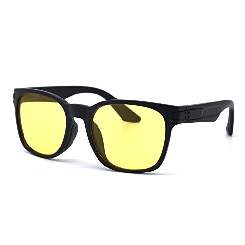 Lunettes de soleil noires basic fashion verres jaunes transparents rétro