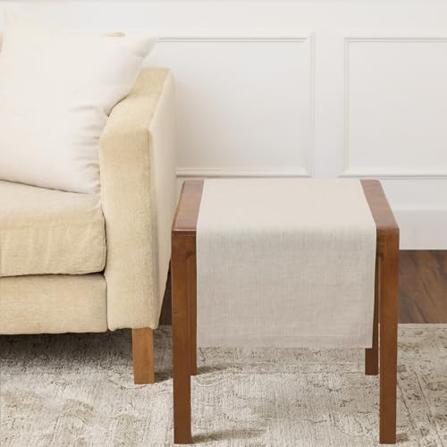 Solino Home Linen Table Runner 36 Inches - 100% Pure Linen Light Natural Table Runner 14 x 36 Inch Ideal for Dresser and Coffee Tables - Spring, Summer, Mothers Day - Athena