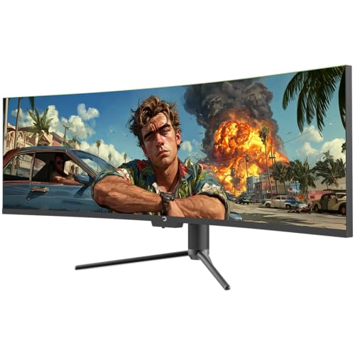 Image of GAMEPOWER DQ49 inch Curved Ultrawide Gaming Monitor, 1Ms, 120Hz Refresh Rate, 32:9, DQHD, 5K 5120x1440p, R1800, 99% sRGB, HDR400, DisplayPort, HDMI, FreeSync, Gsync, Height - Tilt Adjustable
