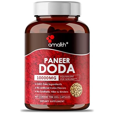 AMALTH Premium Paneer Doda Withania Coagulans Extract – Equivalent to 10000mg Extra Strength Per Capsule- 120 Capsules Made Cover