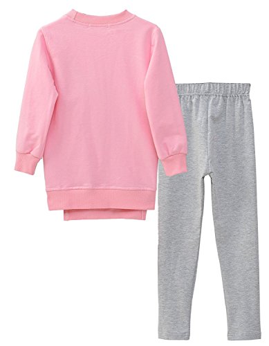 M Racle Cute Little Girls' 2 Pieces Long Sleeve Top Pants Leggings Clothes Set Outfit (5-6 Years(120), Pink Fox) #TOP4
