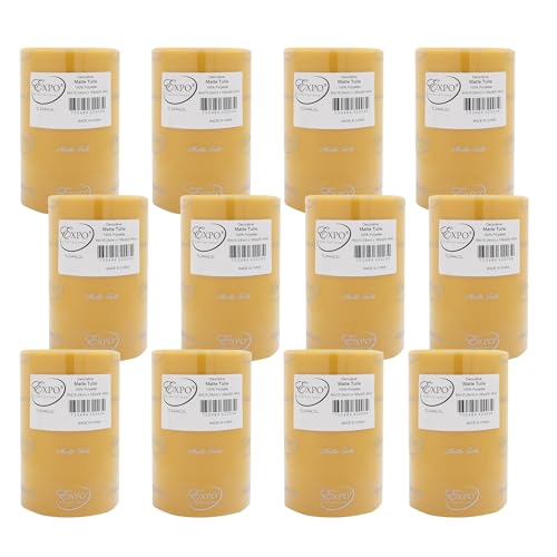 Image of Expo International Decorative Matte Tulle, Roll /Spool of 6 inch X 100 Yards, Lightweight Polyester Tulle Fabric for Tutus, Costumes, and Party Decorations, Washable, Easy-to-Use, Pack of 12, Light Gold