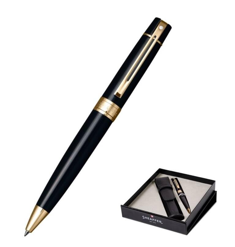 Amazon.com : Sheaffer 300 Black Lacquer Signature gold mid