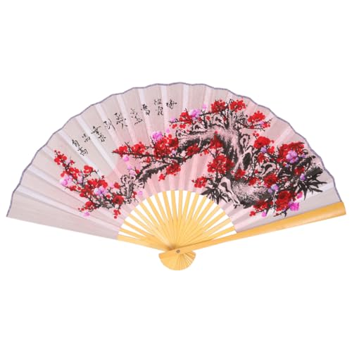 Alipis Folding Hand Fan for Women - Foldable Chinese Japanese Vintage Bamboo Silk Fan - for Hot Flash Church Decoration EDM Music Festival Dance Party Performance