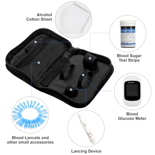GENCAM Diabetes Supply Case, Diabetic Organizer Carrying Travel Case Kit, Portable Diabetes Testing Kit Case, Travel Blood Glucose Meter Glucometer Storage Bag, Glucose Monitor Case(only case) - Image 3