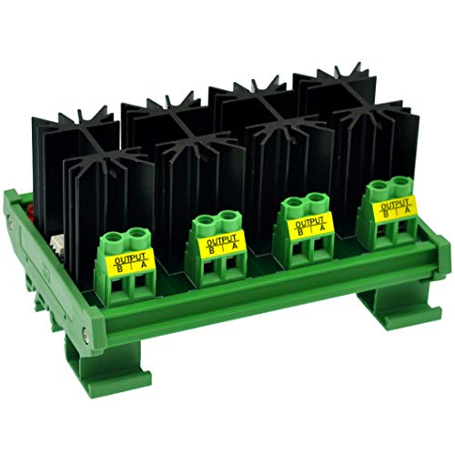 Image of CZH-LABS DIN Rail Mount 12 Amp Solid State Relay SSR Module, in 4~32VDC, Out 100~240VAC. (4 Channels)
