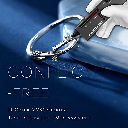 MOOSEA Vintage Moissanite Twig Wedding Band for Women, D Color VVS1 Clarity Lab Created Moissanite Band 14K White Yellow Rose Gold Vermeil Curved Branch Moissanite Stackable Rings for Women Wife Gifts3