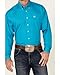 Cinch Men's Classic Fit Long Sleeve Button One Open Pocket Solid Basic, Teal, Large