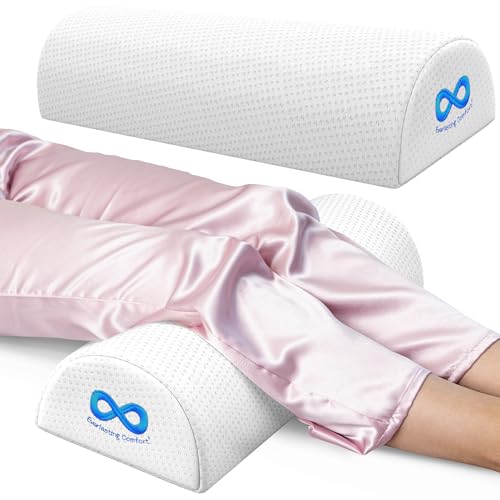 Everlasting Comfort Under Knee Pillow for Back Sleeping - Memory Foam Half Moon Leg Bolster Pillow...