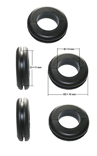 Preisvergleich Produktbild Durchgangstüllen Kabeldurchführung Kabeldurchlass 11mm schwarz 5 Stück (0155)