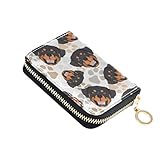 Sletend RFID Credit Card Holder Rottweiler Dog Leather With Zipper Card Case Wallet for Women Girls