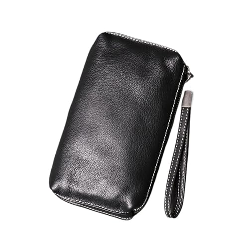 Bolsos de mano vintage for hombre con tarjetero de cuero marrón
