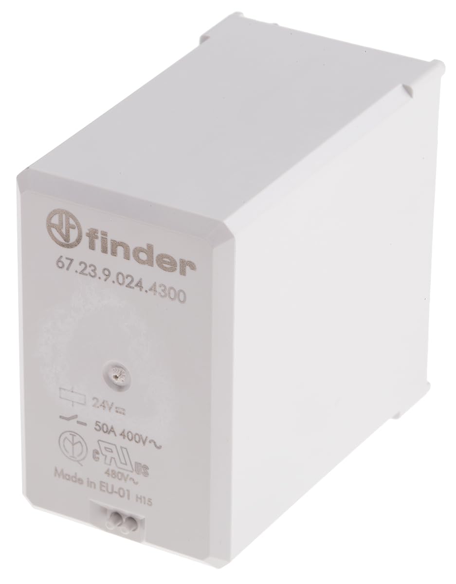 Finder 67 Leistungsrelais 24V dc Spule 3 Schließer Leiterplattenmontage 50A 340 Ω 1.7 W