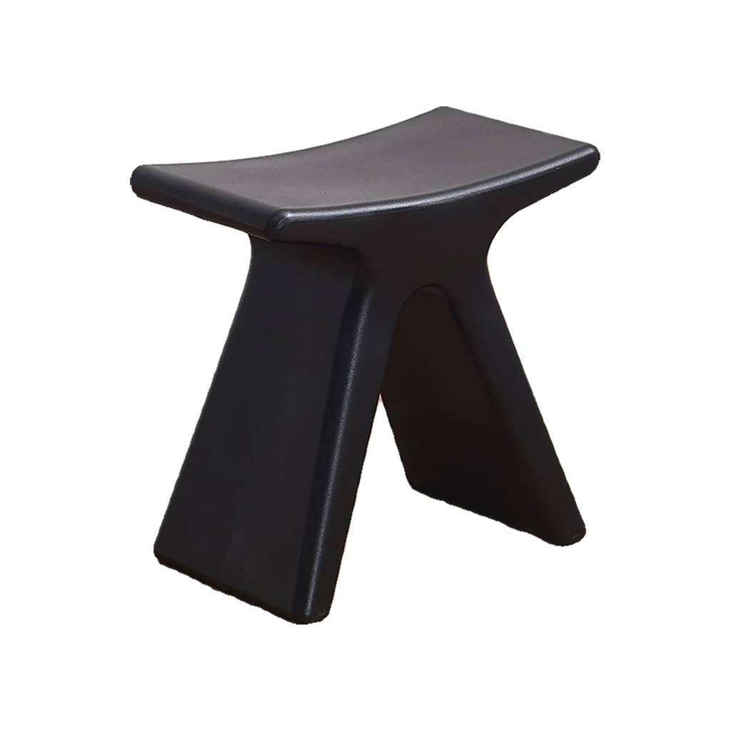 Impermeable Baño Taburete De Ducha,Taburete Bajo De Plástico Creativo, Cómodo Antideslizante Fuerte Cambio De Zapatos Para La Cocina Del Dormitorio De La Sala De Estar, 43.5×24×41.5 Cm(Color:Negro)