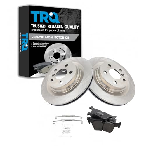 Image of TRQ Rear Ceramic Brake Pad and Rotor Set | For 16-19 BMW X1 18 X2 19-20 X2 sDrive28i 19-20 xDrive28i 17-19 Mini Cooper Clubman John Cooper Works ALL4