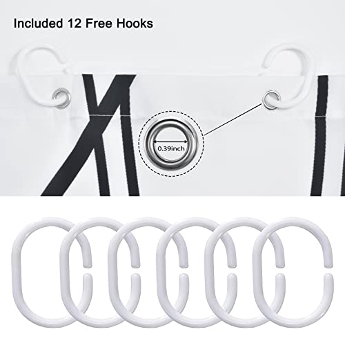 Punkray Black And White Striped Wavy Line Fabric Shower Curtain For Bathroom With 12 Hooks, Shower Curtains For Bathroom 72 Inches Long, Weighted Hem,Waterproof Bath Accessories Hotel Style #TOP3