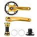 Dioche Bielas MTB, Juego de Bielas de Aleación de Aluminio Juego de Manivelas de Velocidad única Integral Juego de Pedalier(Oro)