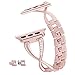 Moonooda Stylish Feminine/Women Band Compatible with Apple Watch, 42MM (44MM) Metal Stainless Steel Hand Removable Link Strap Bracelet Applicable for Apple Watch Series 4, Series 3/2/1 (Rose Gold)