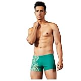 Yowablo Herren Badehose Drucken Nylon Atmungsaktive integrierte Beam Line Briefs (M,13Grün)