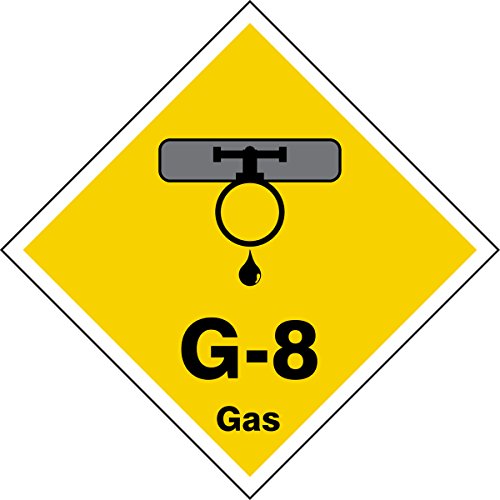 Étiquette G-8 Gas Accuform TDK408XVM en vinyle adhésif jaune 6.3x6.3 cm lot de 5