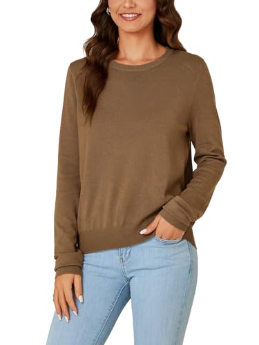 Image of Vrtige Women's Casual Crewneck Long Sleeve Lightweight Knit Pullover Fall Sweater Top