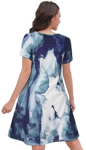 Image of Summer Dresses for Women Casual Tshirt Short Sleeve Floral Sundress Beach Cover Ups with Pockets 2026