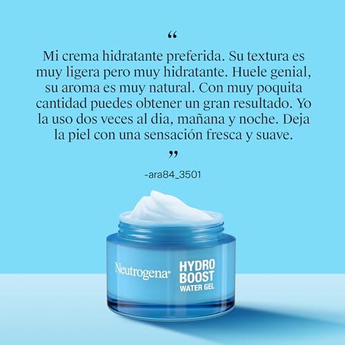 Neutrogena Hydro Boost Gel de agua (50 ml), gel hidratante facial con ácido hialurónico y aminoácidos, 72 horas de hidratación, fórmula no grasa, para piel normal o mixta