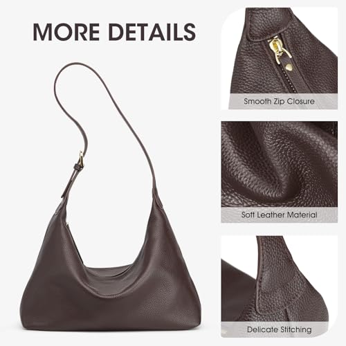 Image of Kattee Meduim Leather Hobo Bags for Women, Soft Genuine Leather Crossbody Handbags Shoulder Purse for Work Casual
