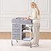 VEVOR Baby Changing Table, Adjustable Height Diaper Change Station with 3 Fabric Drawers & Lockable Wheels, Portable Multifunctional Changing Station Table with Storage Organizer Nursery, Gray
