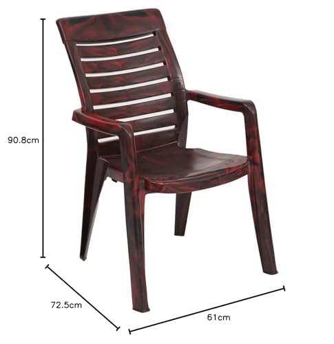 Image of Nilkamal CHR2180 Plastic Mid Back with Arm Chair | Chairs for Home| Dining Room| Bedroom| Kitchen| Living Room| Office - Outdoor - Garden | Dust Free |100% Polypropylene Stackable Chairs | Set of 2