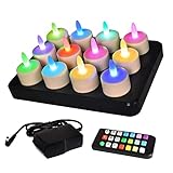 idyl light Wiederaufladbare Teelichter mit Fernbedienung, wasserdichte LED Kerzen für die Heimdekoration (RGB 12P)…