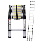 5M/16.4ft Aluminum Extension Folding Telescopic Loft Ladder Straight Attic Telescoping Ladders Capacity 150kg/330lb with Certificate EN 131