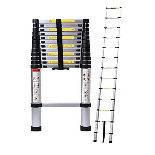 5M/16.4ft Aluminum Extension Folding Telescopic Loft Ladder Straight Attic Telescoping Ladders Capacity 150kg/330lb with Certificate EN 131