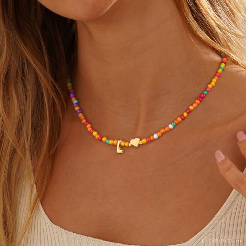 Colorful Initial Necklaces for Girls Kids - Colorful Heart Bubble Initial Letter Necklace Teen Girls Gifts Trendy Stuff Birthday Gifts for 5 6 7 8 9 19 Year Old Girl Gifts4
