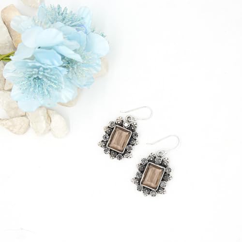 Sangeeta Boochra 925 Sterlilng Silver Quartz Earring|Fine Jewellery for Women & Girls| Certificate of Authenticity and 925 Stamp | Handcrafted - Image 2