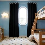 CHBIN Verdunkelungsvorhang 70 x 150 cm Blickdicht Kälteschutz Hitzeschutz Verdunklungsvorhang Vorhänge 1Er Set für Schiene, Schlafzimmer, Wohnzimmer, Esszimmer, Schwarz