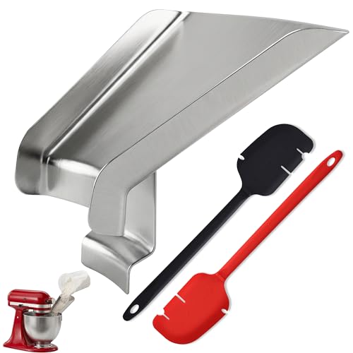 EasyBlend Pouring Chute for KitchenAid Mixer & Flour Funnel for Kitchen Aid Mixer – Silicone Spatula – Accessories & Attachments for 4.5-7Qt Tilt-Head Stand Mixers, 3-Piece w/ 2 Spatulas
